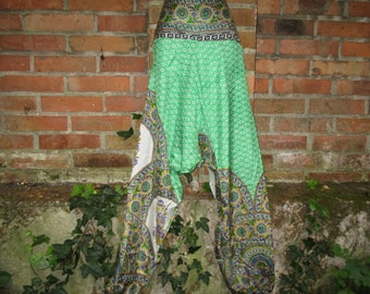 Pantalon sarouel en soie pantalon à pompe hippie ethnique Goa pantalon de yoga pantalon en soie du Népal pantalon d'été vert clair festival 24