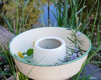 Alte Backform, alte Emaille, Emaille, Emailleform, Gelantineform, Landhausküche,  shabby, vintage