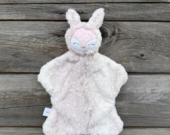 Fawn Baby Lovey blankie security Blanket handmade baby shower gift - Pink - Regular