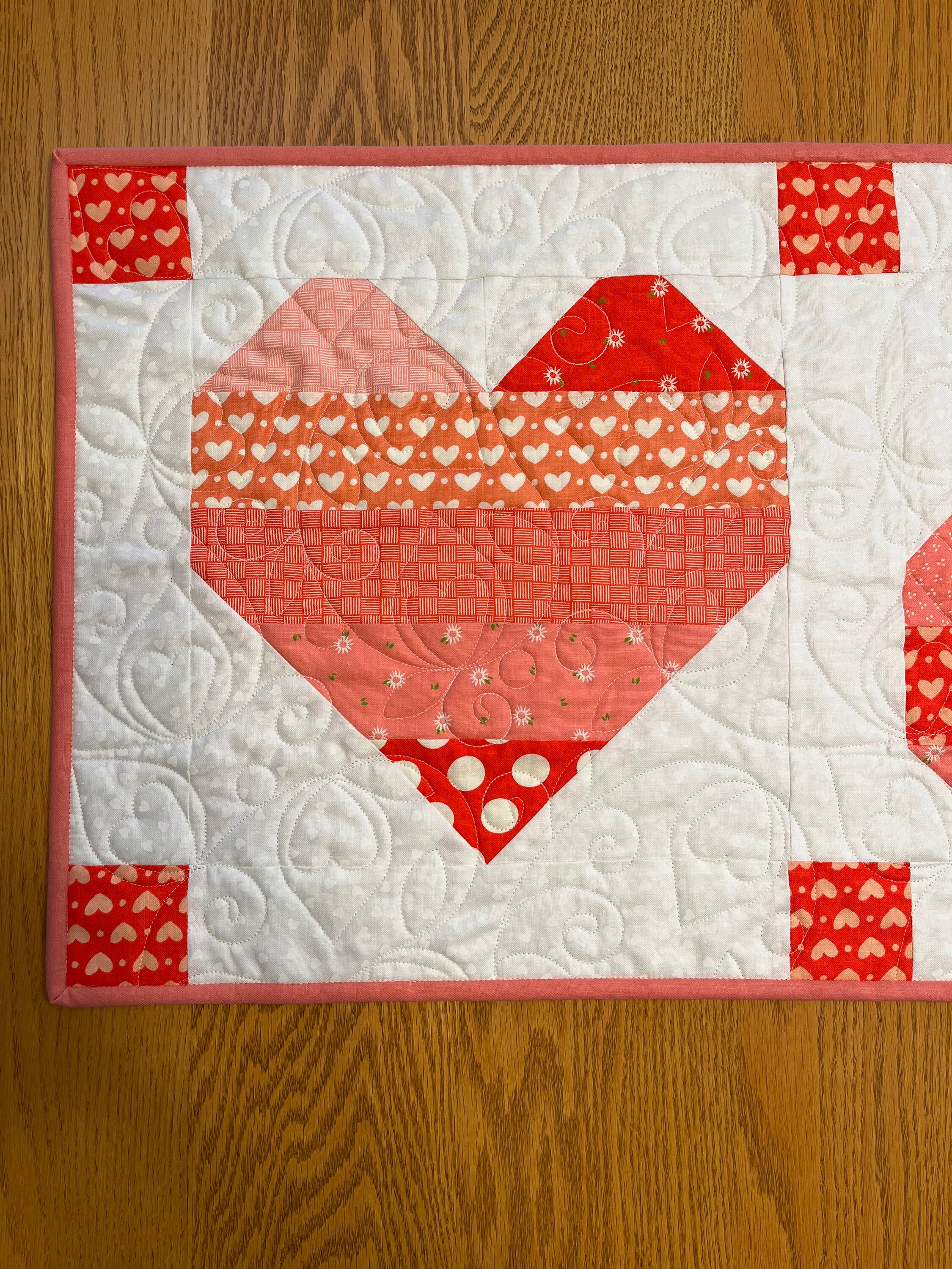 Valentine Heart Table Runner Handmade Quilted - Etsy