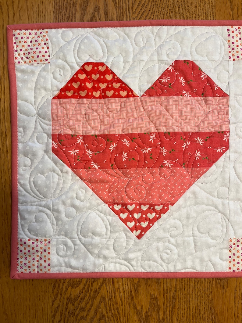 Valentine Heart Table Runner Handmade Quilted - Etsy
