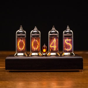 Nixie Tube Clock IN-14 Vintage Retro Table Clock Gift for him Wenge