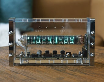 Assembled Ice Tube clock IV-18 VFD Nixie era IN Adafruit Arduino Steampunk style with enclosure