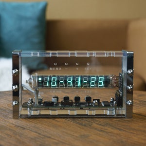 Assembled Ice Tube clock IV-18 VFD Nixie era IN Adafruit Arduino Steampunk style with enclosure