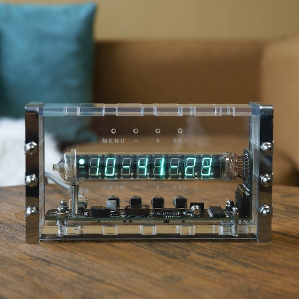 Assembled Ice Tube clock IV-18 VFD Nixie era IN Adafruit Arduino Steampunk style with enclosure