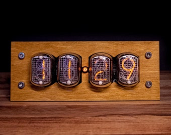 Vintage Nixie Tube Clock IN-12 – Handmade Retro Desk Clock | Steampunk Desk Decor | Unique Gift