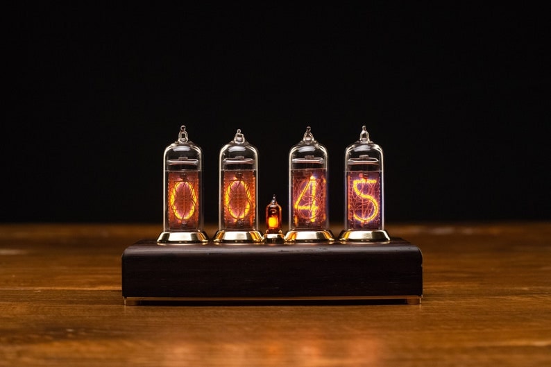 Nixie Tube Clock IN-14 Vintage Retro Table Clock Gift for him Wenge