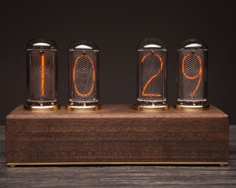 Nixie Tube Clock - Easy Replaceable IN-18 Tubes, Unique Gift Idea, Retro Home Decor, Vintage Style Timepiece