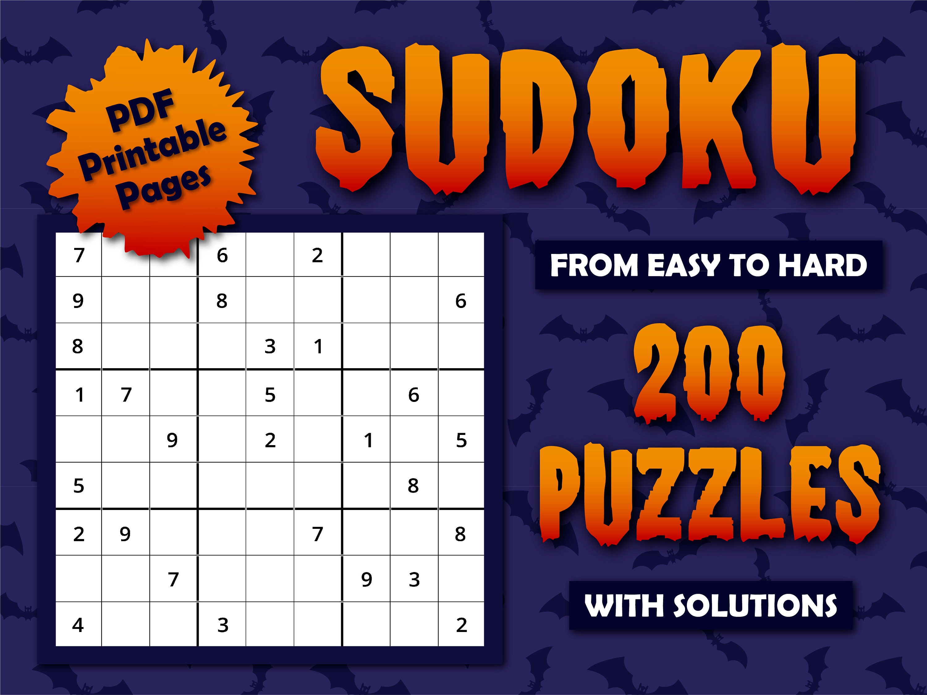 sudoku puzzles with solutions 200 sudoku puzzles from easy etsy ireland