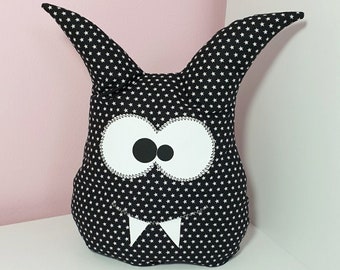 schwarzes Monster mit weißen Sternen, Türstopper, Fensterstopper, Buchstütze, Türstopper aus Stoff, schwarz weiß, Klemmschutz Kinderzimmer