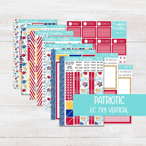 Paper Patriotic Erin Condren 7x9 Daily Duo Life Planner July Monthly ...