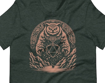 Fantasy Forest Bearowl T-Shirt: Mythical Creature Design, Tabletop RPG Gaming Apparel, Unique Gift for Gamers, Soft , ttrpg Shirt