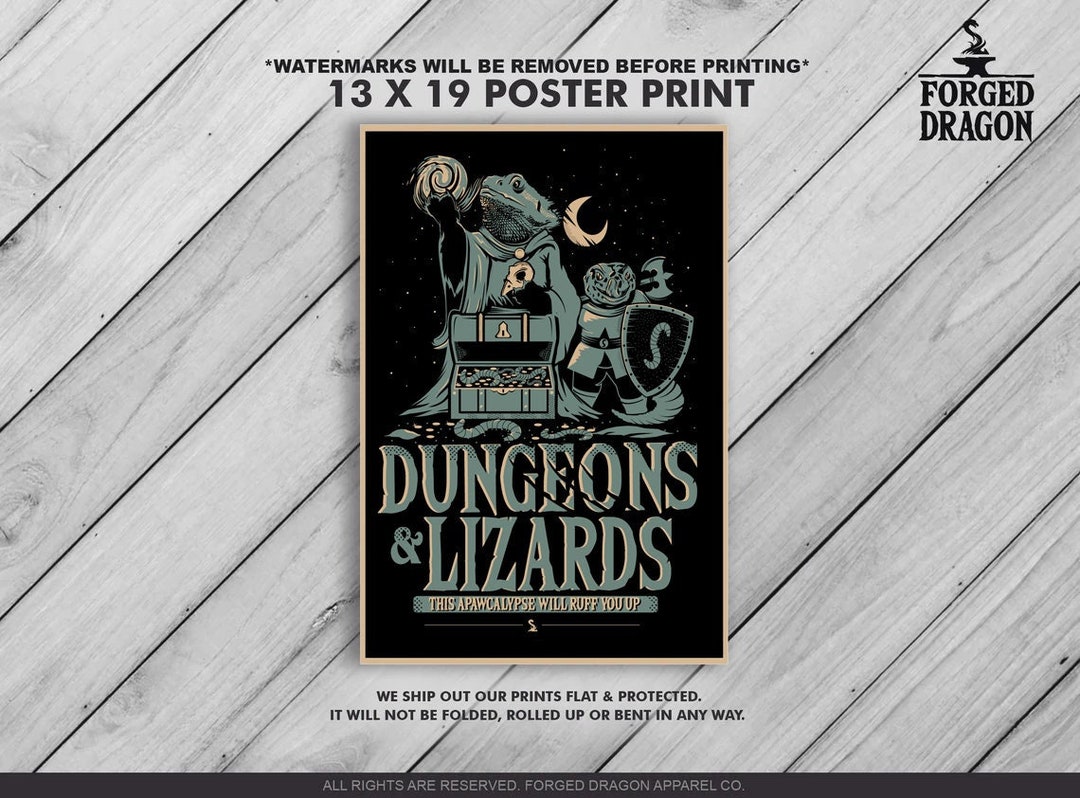 Dungeons and Lizards Poster, Rpg Print, DM Gift, Tabletop RPG Art, Roll