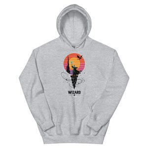 Wizard Hoodie | Retro Fantasy Design with Spellcasting and Dragon | Cozy rpg Gamer Hoodie for rpg Fans, Fantasy Enthusiasts, and Wizards