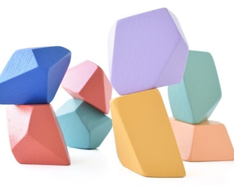 Rock Blocks Confetti (set of 8) Toys for Toddlers Montessori Toys Balancing Blocks Handmade Gift for Kids Open Ended Play Waldorf Toys