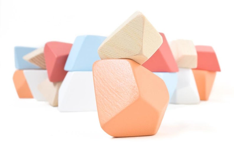 Rock Blocks Terra set van 16 Speelgoed voor peuters Montessori Speelgoed Balancerende blokken Handgemaakt cadeau voor kinderen Open Ended Play Waldorf Toys afbeelding 7