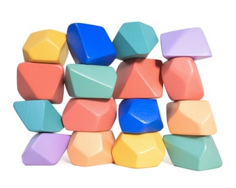 Rock Blocks Confetti (set van 16) Speelgoed voor peuters Montessori Speelgoed Balancerende blokken Handgemaakt cadeau voor kinderen Open Ended Play Waldorf Toys