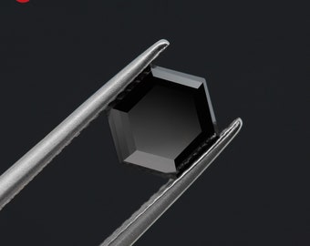 Black Hexagon Cut Moissanite Loose Gemstone, Hand Cut VVS