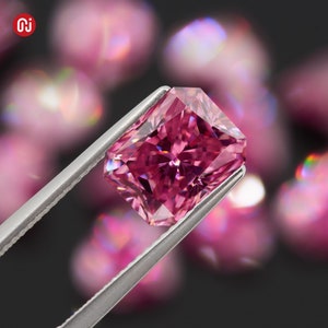 GIGAJEWE Fancy Pink Color Moissanite Stone Loose Gemstone Pink Radiant Cut Synthetic Diamond Loose Gemstones Christmas Gifts
