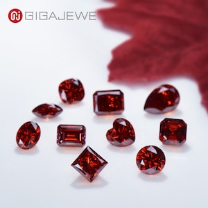 GIGAJEWE Red Color Round Cut VVS1 Moissanite Stone Loose Gemstone Synthetic Diamond For Jewelry Making image 5