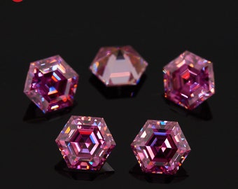 GIGAJEWE Pink color Best Hand Hexagon Cut VVS With Certificate Moissanite Loose Gemstone Excellent Cut for Jewelry Making