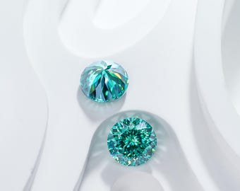 Green Moissanite Stone: 9mm Portuguese Cut Loose Gemstone