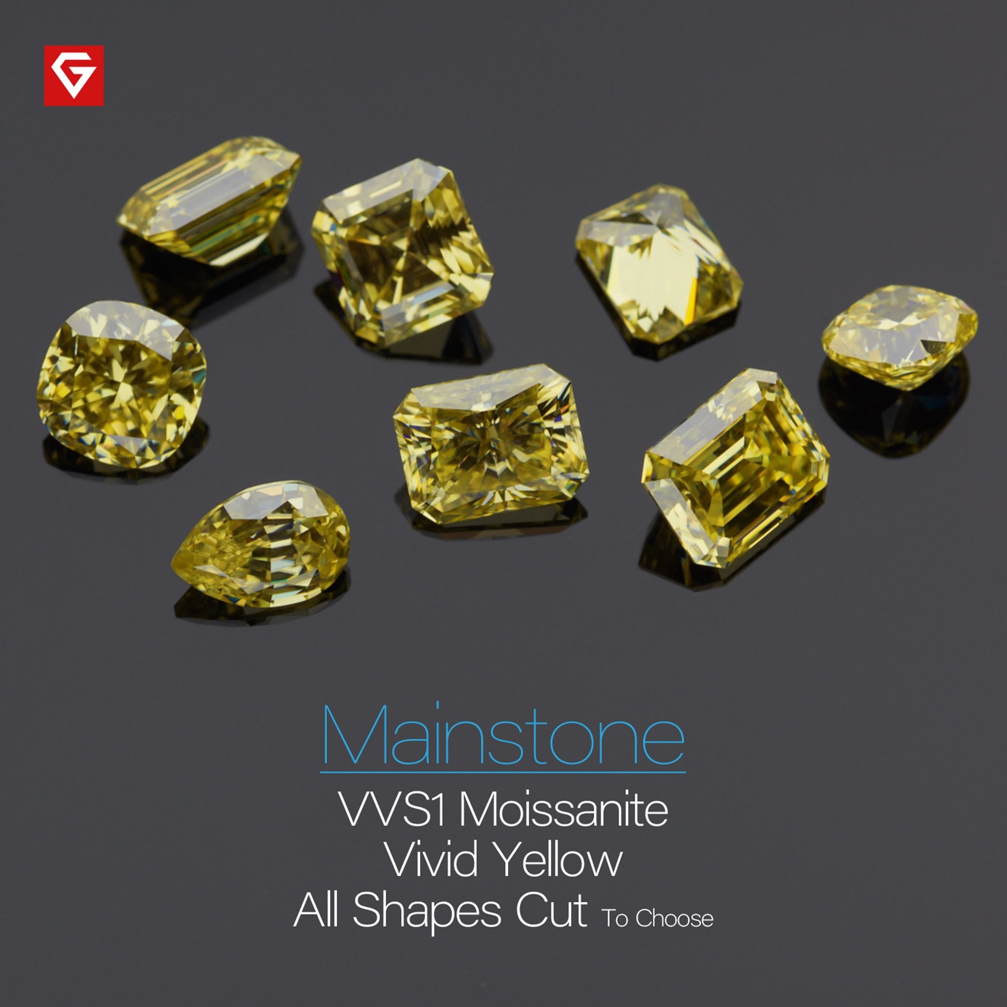 Fancy Yellow Lab grown color Moissanite Stone Loose Gemstone Etsy