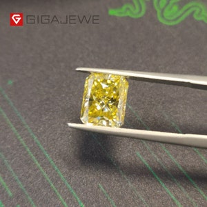 GIGAJEWE Natural Fancy Uncoated Yellow Color Moissanite Stone Loose Gemstone Vivid Yellow Radiant Cut  Loose Gemstones Christmas Gifts