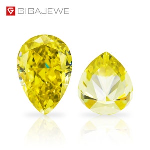GIGAJEWE Natural Fancy Uncoated Yellow Color Pear cut Moissanite Stone Loose Gemstone Vivid Yellow Ice Crushed Cut Loose Gemstone
