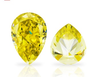 GIGAJEWE Piedra de moissanita amarilla de corte de pera, piedra preciosa triturada con hielo vívido