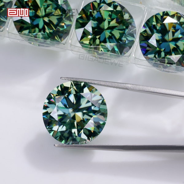 GIGAJEWE Big Size Blue Green moissanite,Machine Cut Loose moissanite,Loose gemstone,Loose stone,Jewelry making stone