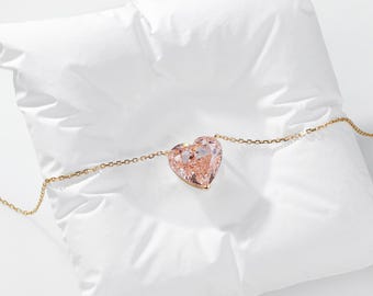 GIGAJEWE 8ct Pink Lab-Grown Diamond Necklace in Solid Gold, Statement Pendant Jewelry, Gift for Her, Anniversary, Sustainable Luxury