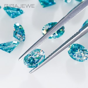 Ocean Blue Oval Moissanite Gemstone: VVS1 Synthetic Stone, Jewelry Making