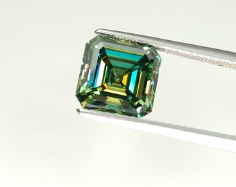 Green color Big Size Asscher Cut Moissanite Loose GemStone By Excellent Cut