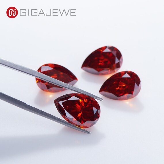 GIGAJEWE 6.5mm 1.0ct Red Color Portuguese Cut Moissanite Stone Loose Gemstone And Moissanite With Excellent Cut - UK