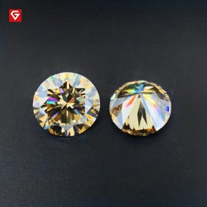 GIGAJEWE Wholesale Champagne moissanite,Loose moissanite,Loose gemstone,Loose stone,Jewelry making stone,Round moissanite