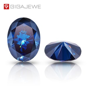 GIGAJEWE Natural Dark Blue Color Oval Cut Moissanite Loose VVS1 Synthetic gemstone by Excellent Cut  For Jewelry Making and Gift