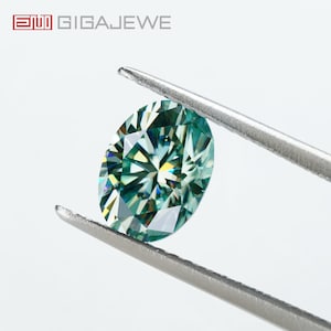 GIGAJEWE Blue Green color Best Hand Oval Cut  Moissanite Loose VVS1 Synthetic gemstone by Excellent Cut With Certificate For Jewelry Making