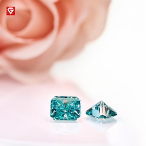 Cyan Blue Color Radiant Cut Moissanite Stone Loose Gemstone For Jewelry Making Pass Diamond test
