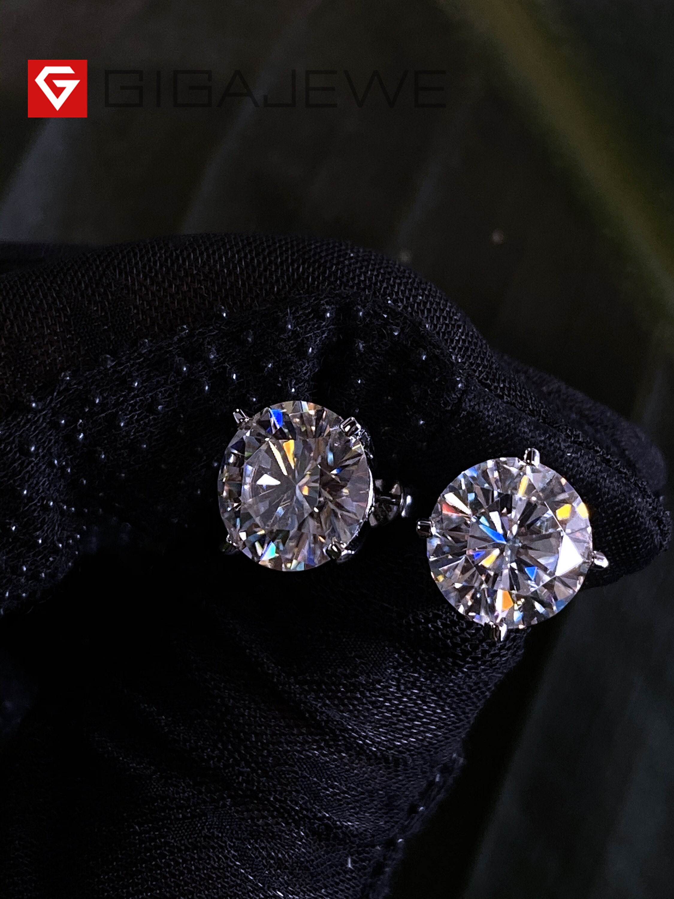 14K Placcato Oro Giallo Taglio Rotondo Sparkle Moissanite