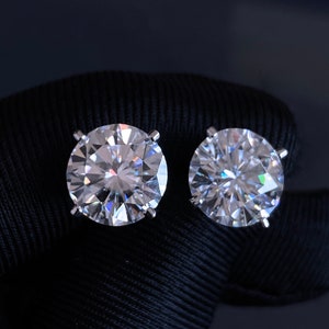 GIGAJEWE 14K vitguld Moissanitörhängen, 8ct rund slipning, D-färg