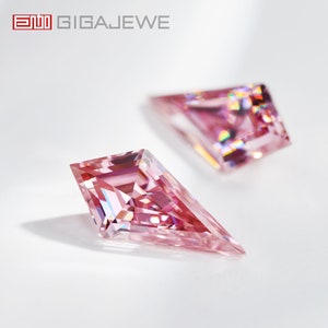 GIGAJEWE Sakura Pink Moissanite Manual cut Kite shape Gemstone Loose Brilliant Stone  By Excellent Cut For Jewelry Making