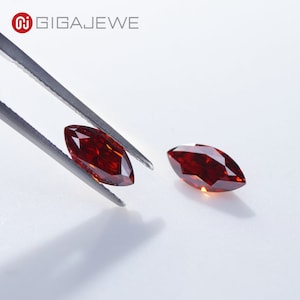GIGAJEWE Red color Moissanite Marquise Cut Gemstone Loose Brilliant Stone With Certificate By Excellent Cut For Jewelry Making