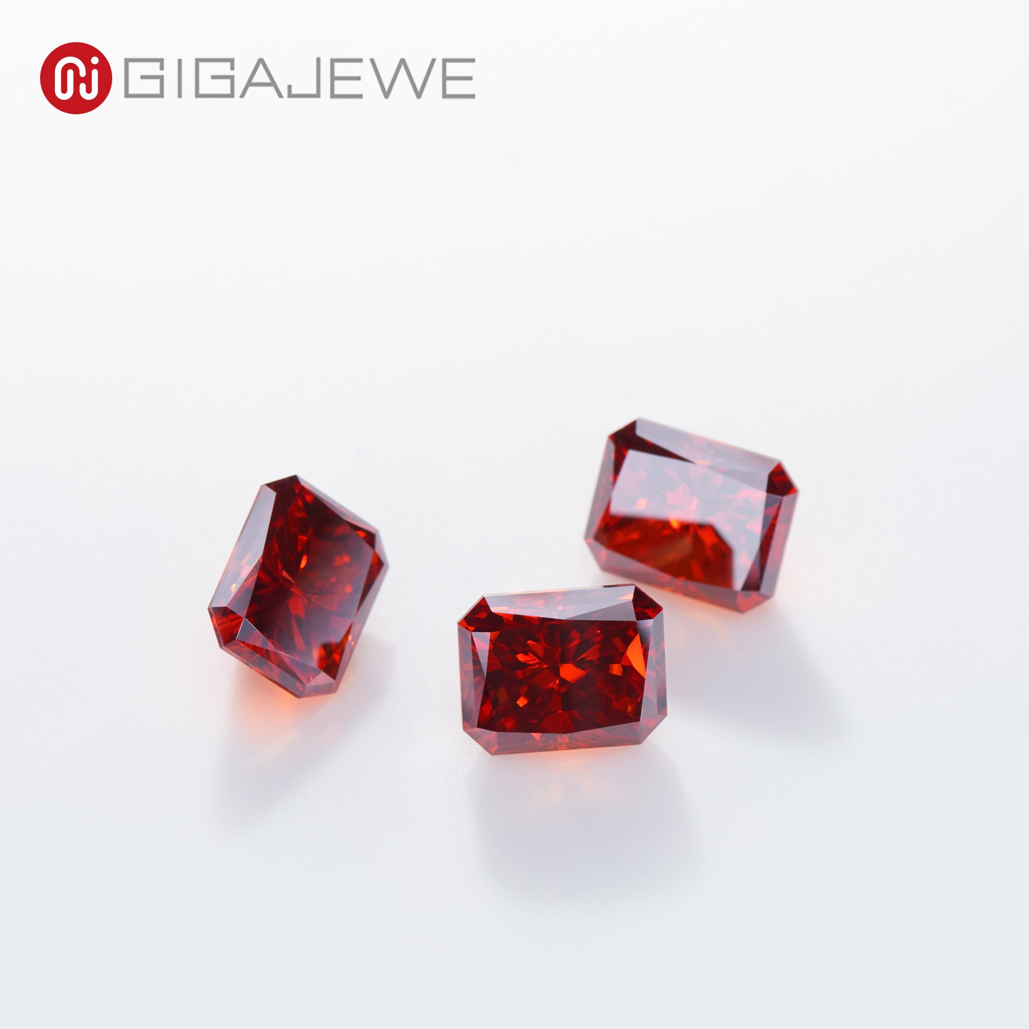 Red Radiant Cut Moissanite Stone, Loose Gemstone - Etsy