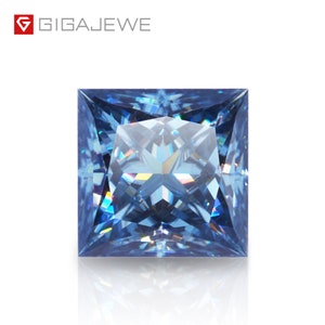 GIGAJEWE Natural Vivid Blue color VVS Princess Cut Excellent Quality Moissanite Loose Gemstone  by Excellent Cut  For Jewelry Making