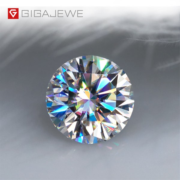 GIGAJEWE White D Color Round Cut VVS1  Moissanite Stone Loose Gemstone Synthetic Diamond with Certificate