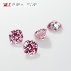 GIGAJEWE Sakura Pink color Moissanite Best Hand Cushion Cut Gemstone Loose Brilliant Stone With Certificate By Excellent Cut