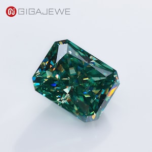 GIGAJEWE Blue Green Color Radiant Cut Moissanite Stone Loose Gemstone For Jewelry Making Pass Diamond test