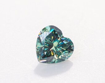 ★47bag ★ 925 Silver Deep Blue Green Moissanite Heart Cut R GIGAJEWE Heart Cut Blue Green Moissanite Stone ,loose