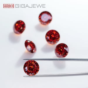 GIGAJEWE 6.5mm 1.0ct Red color Portuguese Cut  Moissanite Stone Loose Gemstone and Moissanite with Excellent cut